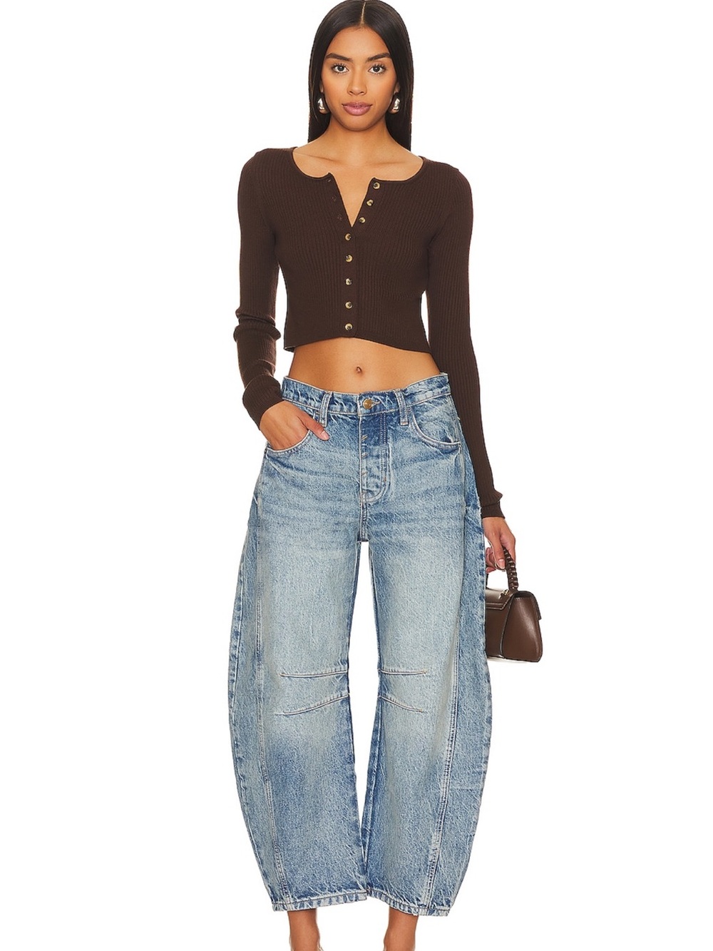 REVOLVE X WE THE FREE Good Luck Mid Rise Barrel Jeans in Ultra Light Beam